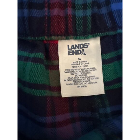 Lands End Womens Red/Blue Plaid Lounge Pants Size 14 Polyester Elastic Waist - Picture 2 of 3